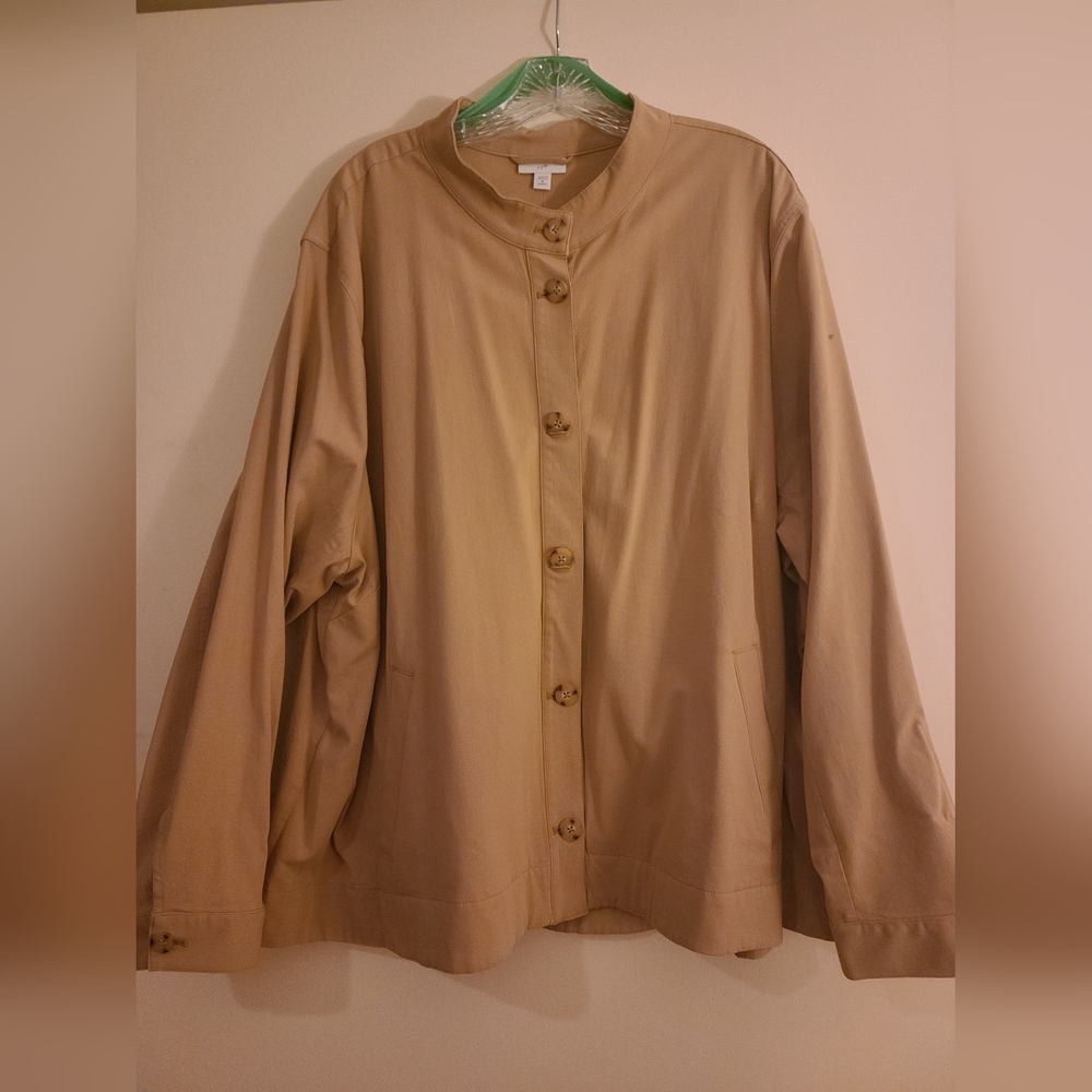 J.Jill Pleated-Back Canvas Swing Jacket, 4X